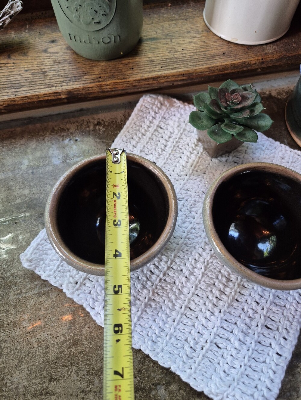 2pc. Vintage 1987 Rowe Pottery Works Blue Salt-Glazed Small Stoneware Bowls 4.5" - Picture 10 of 12